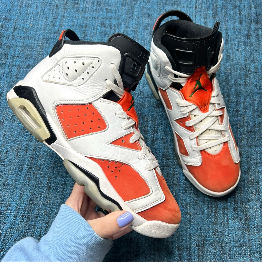Nike Jordan 6 Retro GS Gatorade Like Mike Sneakers in Summit White Team Orange
